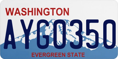 WA license plate AYG0350