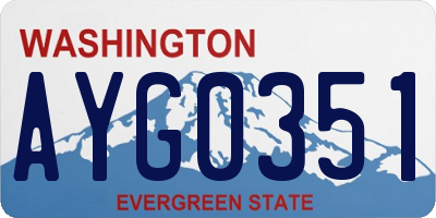 WA license plate AYG0351