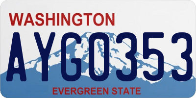 WA license plate AYG0353