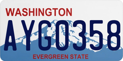 WA license plate AYG0358