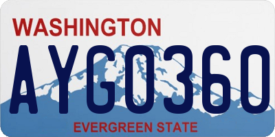 WA license plate AYG0360