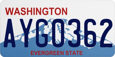 WA license plate AYG0362