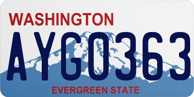 WA license plate AYG0363