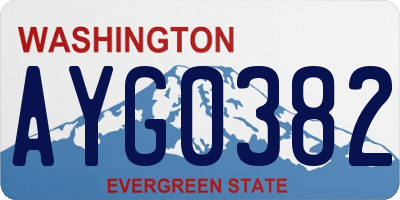 WA license plate AYG0382