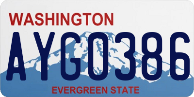 WA license plate AYG0386