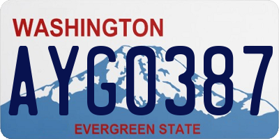 WA license plate AYG0387