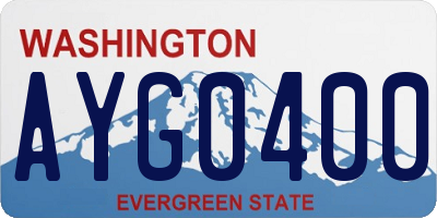 WA license plate AYG0400