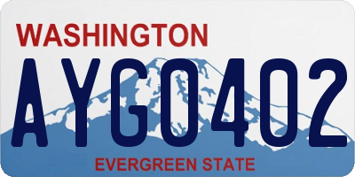 WA license plate AYG0402