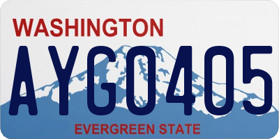 WA license plate AYG0405