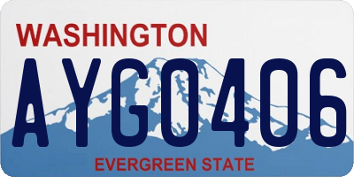 WA license plate AYG0406