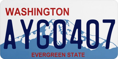 WA license plate AYG0407