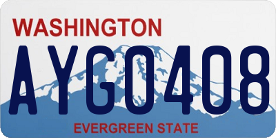WA license plate AYG0408