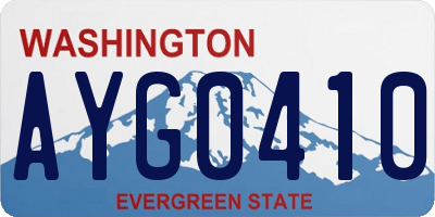WA license plate AYG0410