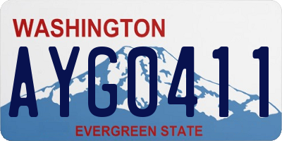 WA license plate AYG0411