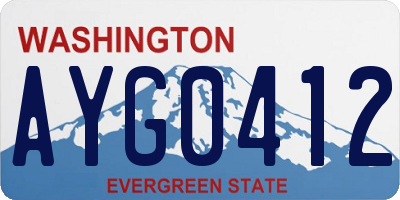 WA license plate AYG0412