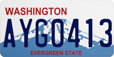 WA license plate AYG0413