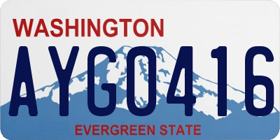 WA license plate AYG0416