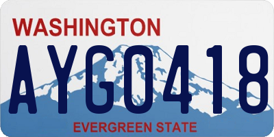 WA license plate AYG0418