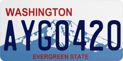 WA license plate AYG0420