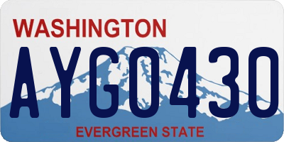 WA license plate AYG0430