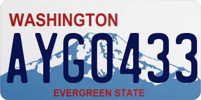 WA license plate AYG0433