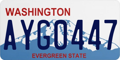 WA license plate AYG0447