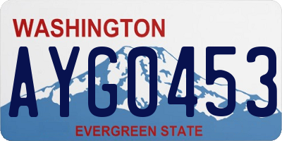 WA license plate AYG0453