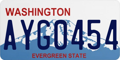WA license plate AYG0454