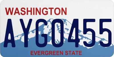 WA license plate AYG0455