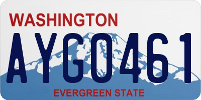 WA license plate AYG0461