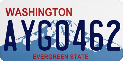 WA license plate AYG0462