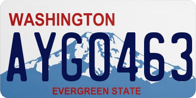 WA license plate AYG0463