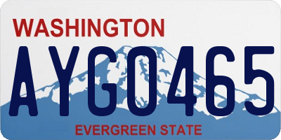 WA license plate AYG0465