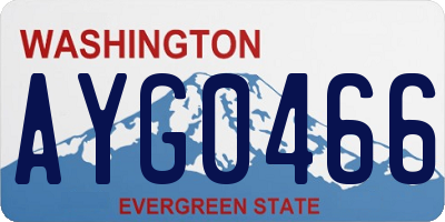 WA license plate AYG0466