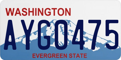 WA license plate AYG0475