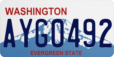 WA license plate AYG0492