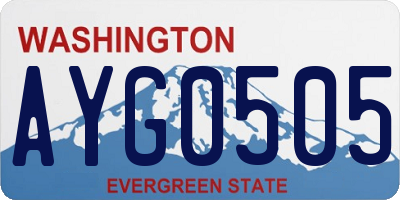 WA license plate AYG0505