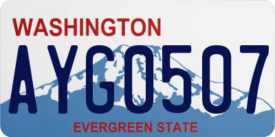 WA license plate AYG0507