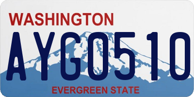 WA license plate AYG0510