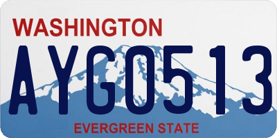 WA license plate AYG0513
