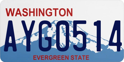 WA license plate AYG0514