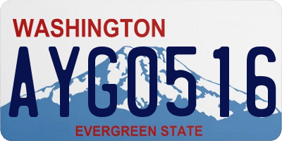 WA license plate AYG0516