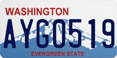 WA license plate AYG0519