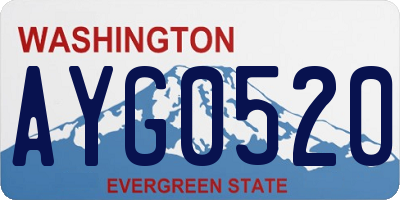 WA license plate AYG0520