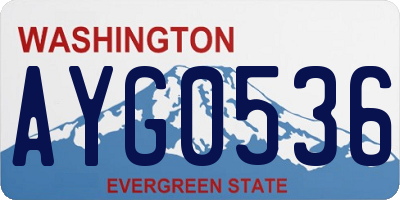 WA license plate AYG0536
