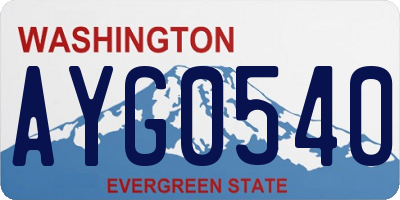 WA license plate AYG0540