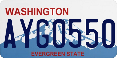 WA license plate AYG0550