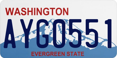 WA license plate AYG0551