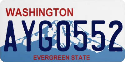 WA license plate AYG0552