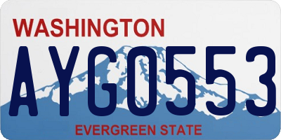 WA license plate AYG0553
